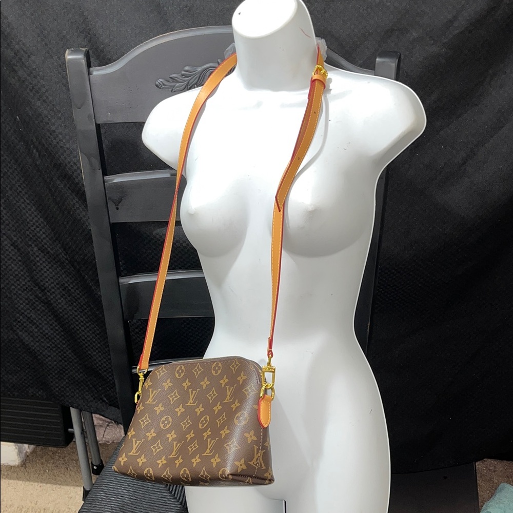 Elegant Brown Monogram Crossbody Bag